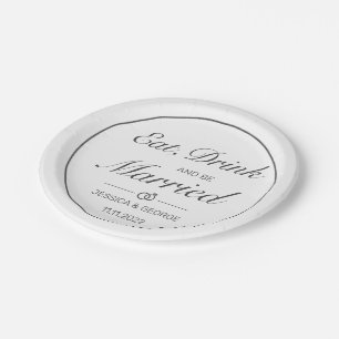 Moderne Minimalistische Schwarze Hochzeit Pappteller