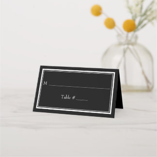 Moderne Minimalistische Schwarze Hochzeit Platzkarte