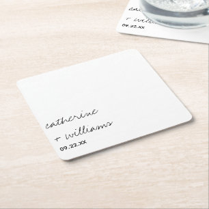 Moderne Minimalistische Schwarze Hochzeit Rechteckiger Pappuntersetzer