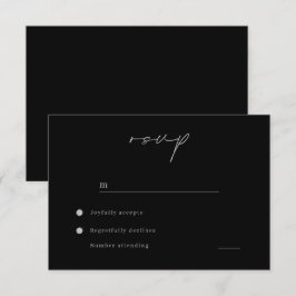 Moderne Minimalistische Schwarze Hochzeit RSVP Karte