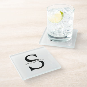 Moderne minimalistische schwarze personalisierte N Glasuntersetzer