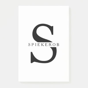 Moderne minimalistische schwarze personalisierte N Post-it Klebezettel