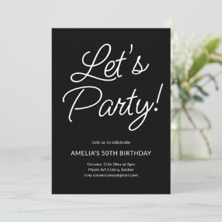 Moderne minimalistische schwarze Skript-Geburtstag Einladung