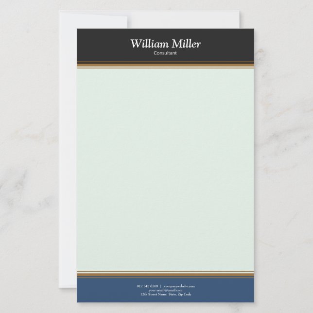 Moderne Minimalistische schwarze Streifen Briefpapier (Vorderseite)