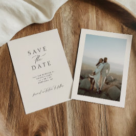 Moderne minimalistische schwarze und elfenbeinfarb save the date