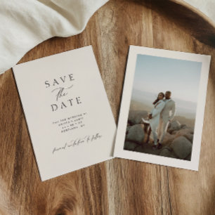 Moderne minimalistische schwarze und elfenbeinfarb save the date