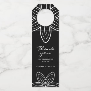 Moderne minimalistische schwarze und weiße Flora Flaschenanhänger