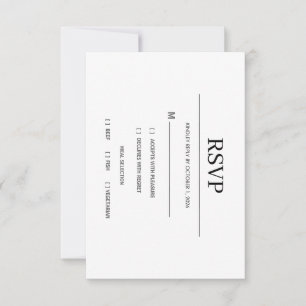 Moderne minimalistische schwarze und weiße Hochzei RSVP Karte