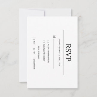 Moderne minimalistische schwarze und weiße Hochzei RSVP Karte
