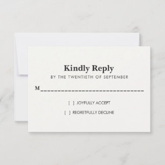 Moderne minimalistische schwarze und weiße Hochzei RSVP Karte