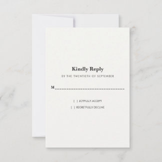 Moderne minimalistische schwarze und weiße Hochzei RSVP Karte