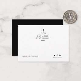 moderne minimalistische Schwarzweißmonogramm Mitteilungskarte