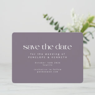 Moderne Minimalistische Schwermütige Lila Pflaume  Save The Date
