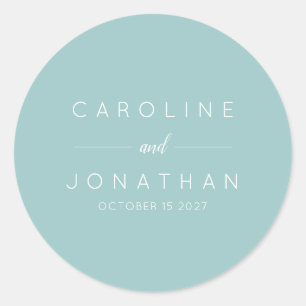Moderne Minimalistische Script Aqua Custom Wedding Runder Aufkleber
