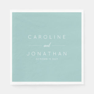 Moderne Minimalistische Script Aqua Custom Wedding Serviette