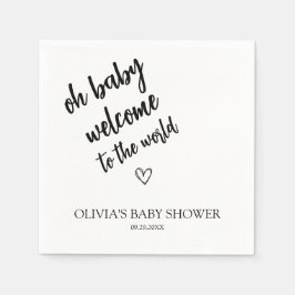 Moderne Minimalistische Script Baby Dusche Napkins Serviette
