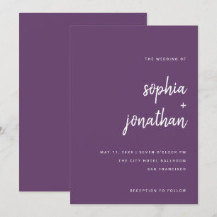 Moderne Minimalistische Script Cassis Hochzeit Einladung