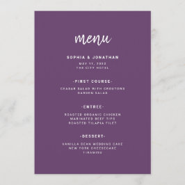 Moderne Minimalistische Script Cassis | Hochzeit Menükarte
