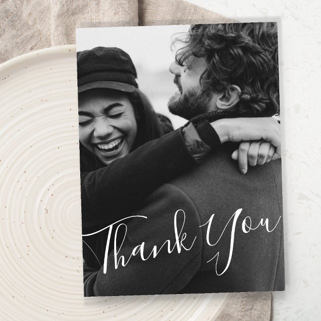 Moderne Minimalistische Script Custom Foto Hochzei Postkarte (Von Creator hochgeladen)