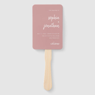 Moderne Minimalistische Script-Dusty-Rose   Hochze Fächer