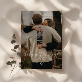 Moderne minimalistische Script-Foto-Schwangerschaf Ankündigung