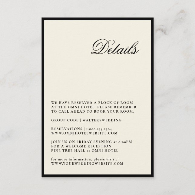 Moderne Minimalistische Script-Hochzeitkarte Begleitkarte (Vorderseite)