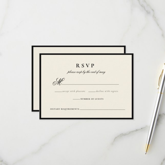 Moderne Minimalistische Script-Hochzeitkarte RSVP Karte (Vorderseite/Rückseite Beispiel)