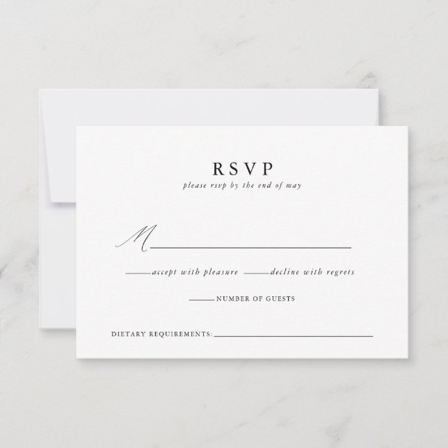 Moderne Minimalistische Script-Hochzeitkarte RSVP Karte (Vorderseite)