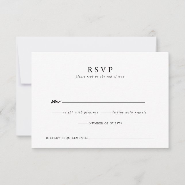 Moderne Minimalistische Script-Hochzeitkarte RSVP Karte (Vorderseite)