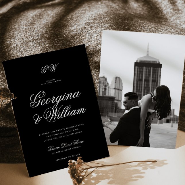 Moderne Minimalistische Script Monogram Wedding Einladung (Von Creator hochgeladen)