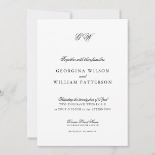 Moderne Minimalistische Script Monogram Wedding Einladung