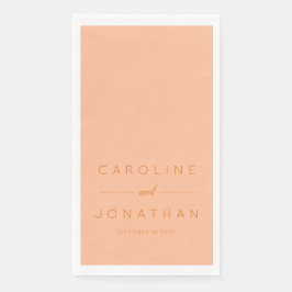 Moderne Minimalistische Script-Peach-Hochzeit Serviette