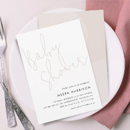 Moderne Minimalistische Script Pink Baby Dusche Einladung