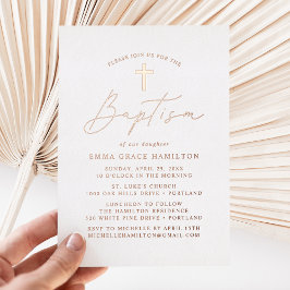 Moderne Minimalistische Script-Taufe Folieneinladung