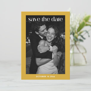 Moderne Minimalistische Senfgelbe Foto-QR-Hochzeit Save The Date