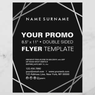 Moderne minimalistische silber-schwarze geometrisc flyer