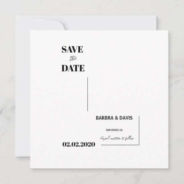 Moderne Minimalistische Silhouette Save The Date (Vorderseite)