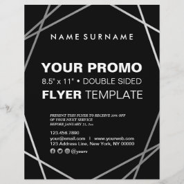 Moderne Minimalistische Silver Black Geometric 8.5 Flyer