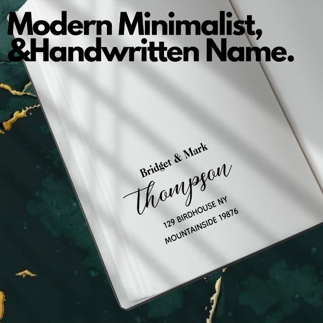 Moderne Minimalistische Skriptadresse Permastempel (Modern Minimalist Script Handwritten Name Address Self-inking Stamp)