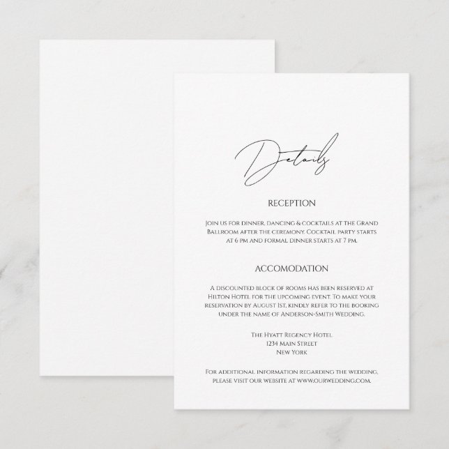 Moderne, Minimalistische Skripteinsätze Begleitkarte (Vorne/Hinten)