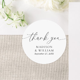 Moderne Minimalistische Skripthochzeit Vielen Dank Runder Aufkleber
