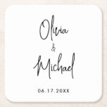 Moderne Minimalistische Skriptpaare Hochzeit Rechteckiger Pappuntersetzer<br><div class="desc">Moderne Minimalistische Skriptpaare Hochzeit</div>
