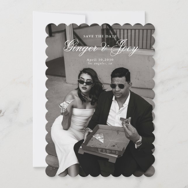 Moderne Minimalistische SkriptWedding Save the Dat Einladung (Vorderseite)