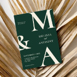 Moderne Minimalistische Smaragdgrüne Hochzeit Einladung<br><div class="desc">Moderne Minimalistische Emerald Green Wedding Einladung. Enthält fett formatierte Monogramm-Typografie und minimales grafisches Design. Personalisieren Sie Text mit allen Details Ihres besonderen Tages.</div>