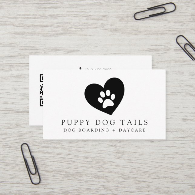 Moderne Minimalistische Social Media Icons Dog Visitenkarte (Vorderseite/Rückseite Beispiel)
