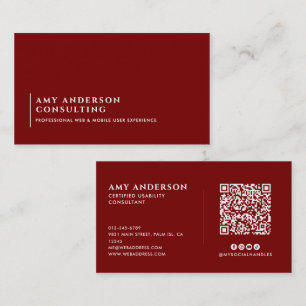Moderne Minimalistische Socials & QR Code Visitenkarte