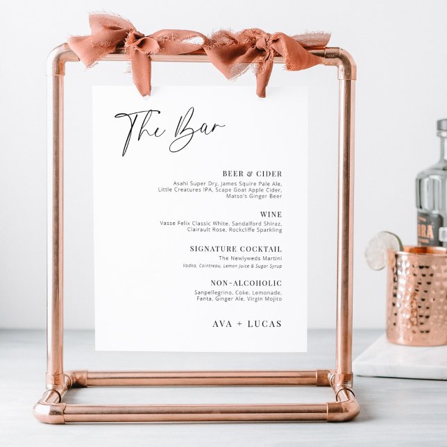 Moderne Minimalistische Speisekarte Drink List Zei Poster (Von Creator hochgeladen)