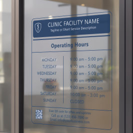 Moderne Minimalistische Sprechzeiten der Klinik in Fensteraufkleber