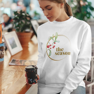 Moderne minimalistische Stechpalmen-Beeren Weihnac Sweatshirt