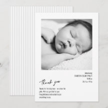 Moderne minimalistische Streifen-Baby-Foto-Geburts